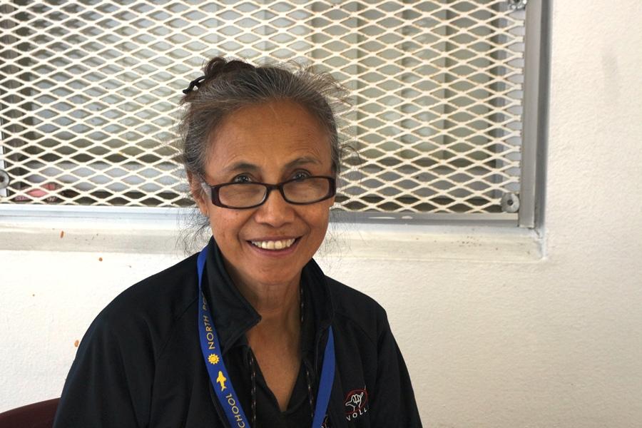 NORINNE QUINSAAT: The new volleyball coach took a time out during lunch to recruit new members to build a better and stronger team for the upcoming season.