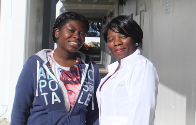 Inlet Grove Journalism student Shirley Pierre with Carla Taylor.