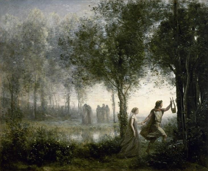1861+MASTERPIECE%3A+Jean-Baptiste-Camille+Corrots+painting+of+Orpheus+leading+Eurydice+from+the+Underworld.