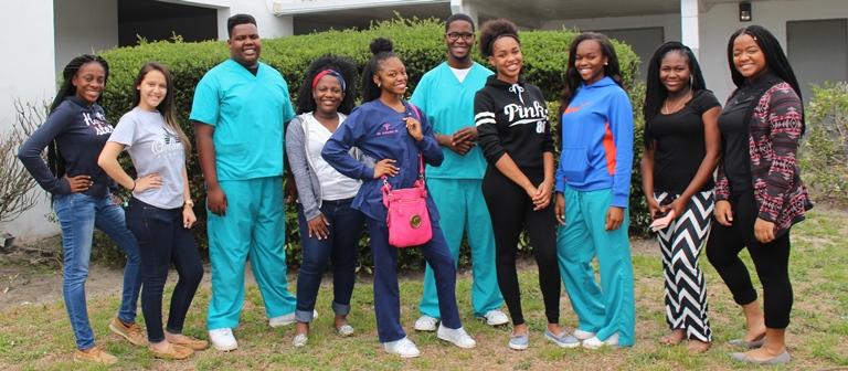 (NEW) MEDICAL SENIORS EXCEL: Congratulation to those who passed their CMAA/ ECT tests, including (from left):  Brianna Peirre, Natalie Hernandez, Baron Brown, Marlyne Paul, Donasia Willson, Espritcare Jean, Melissa Gaston, Carnelie Guillaume, Leeds Antoine and  Rachama LaFontant. More below.