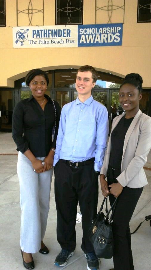 THEY REPRESENTED: The Hurricanes 2017 Pathfinder Award nominees (from left), Linedjie Joseph, Alex Cote and Joudelyne Altidor, are all smiles during their March 8 interviews at Palm Beach Atlantic University. The experience reminded me to take a leap of faith and remember that its not always about winning but simply trying and being part of something great, said Joseph, Inlet Groves Forensics/Speech nominee. Altidor, the Canes Academic Excellence nominee, added, It was great to see all of the top high school seniors come together to try to earn something for themselves and for their schools. Its good to be exposed to being judged so you understand that your performance does matter. Students who choose to follow the path of success and challenge should definitely participate. Final recognition in the areas biggest program honoring outstanding students, with college scholarships starting at $4,000 for first-place winners, will be presented at the Pathfinder Awards ceremony, Wednesday, May 17 at the Kravis Center.

