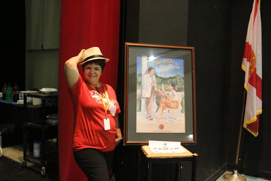 LITTLE CUBA AT INLET: Ms. Companioni set up a little table with bongos, a Cuban painting and a Cuban sombrero to show students a bit of Cubas culinary style. 
