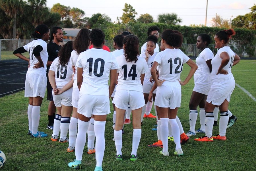 GETTING READY TO GOAL: The girls varsity soccer team during practice earlier this year.