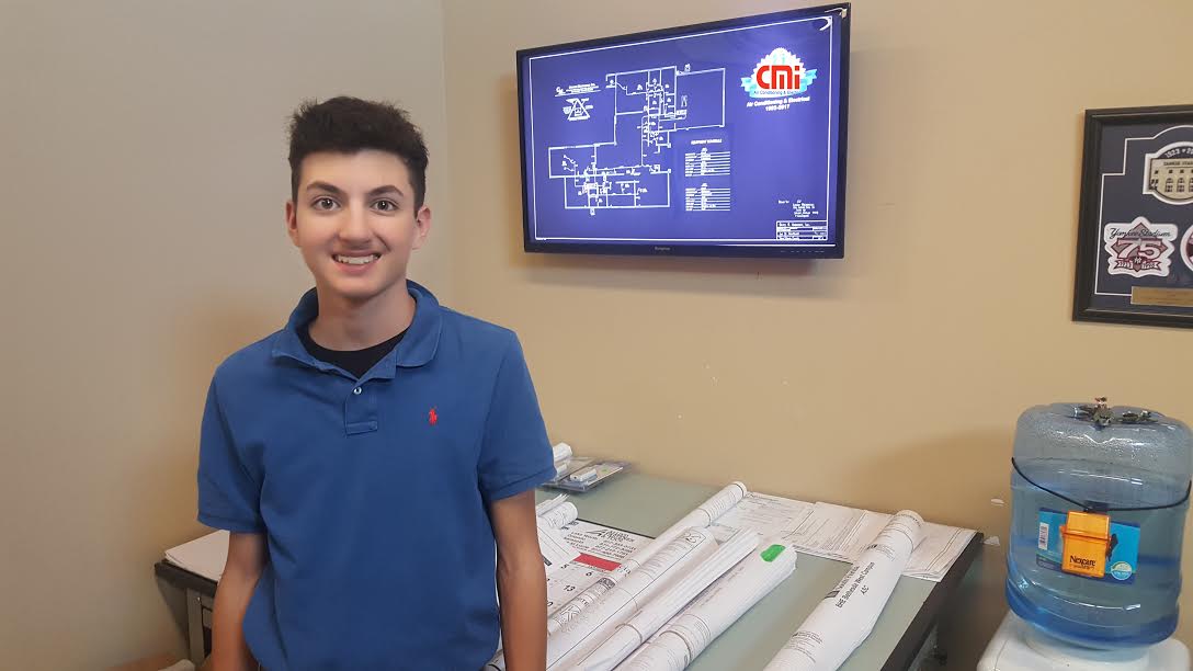PUTTING CANE SKILLS TO WORK: 12th grade Early Admit student Grayson Griner has accepted a position with CMI Air Conditioning and Electric in Lake Park working as an AutoCad specialist. He will be laying out A/C duct work and training some of their current employees on AutoCAD. He uses the AutoCAD certification earned in the Pre-Architecture and Pre-Engineering Academy from Inlet Grove.