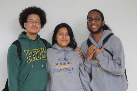 ETHNICITY: (from left) Anthony Lopez , Deilyn Mendez-Lopez, and Gregory Dozier are three out of the many Hispanic students who speak the Spanglish language        