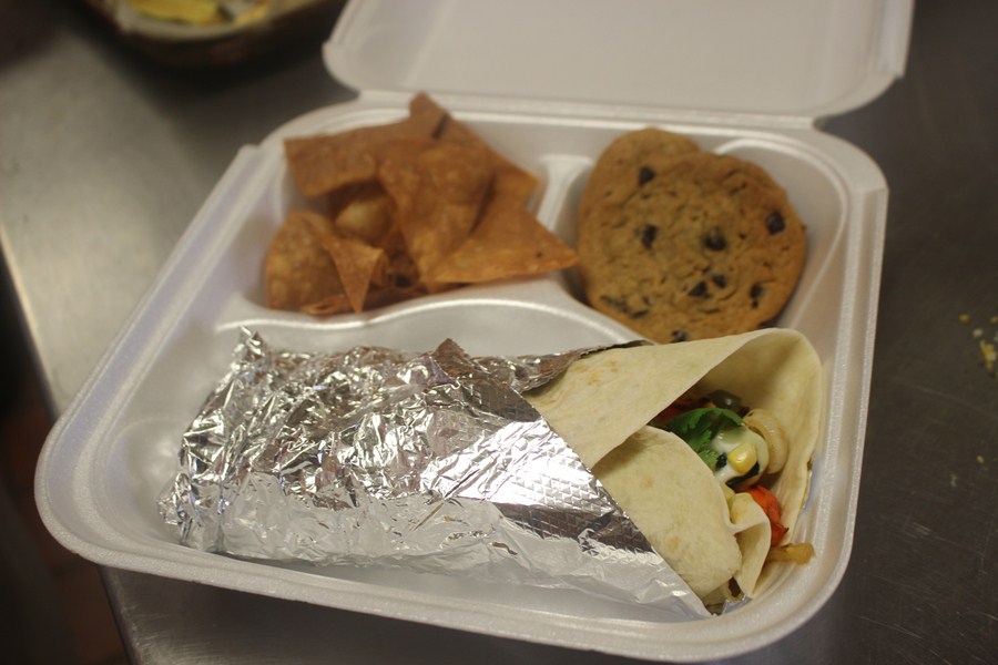 WE DID IT: This was the first teacher lunch created without the help of the certified Culinary Arts seniors. The lunch was a Chicken Fajita or a vegetarian option Vegetable Fajita.