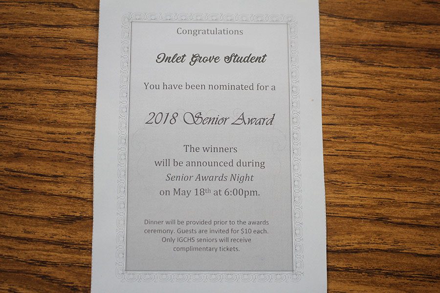 Congrats Nominees: Come out tonight to celebrate with seniors as  they win awards for their hard work and accomplishments  . Food will be served in the cafeteria and awards will be given in the auditorium .