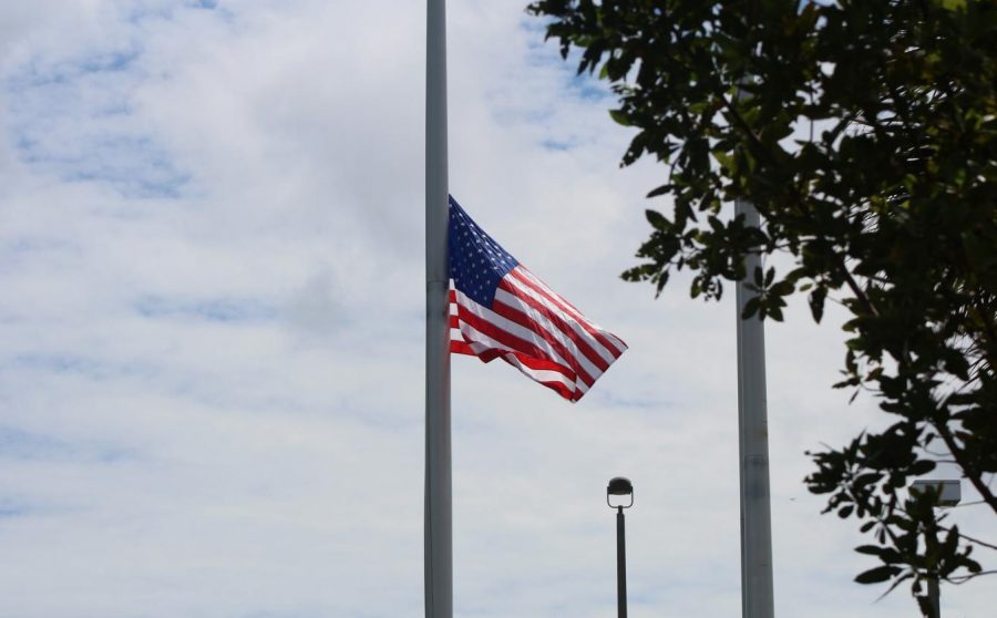 NEVER FORGET: On Sep. 11, Canes honored the 17th anniversary of the World Trade Center attacks with moments of silence, and lowering the U.S. flag in the car loop to half-mast. 