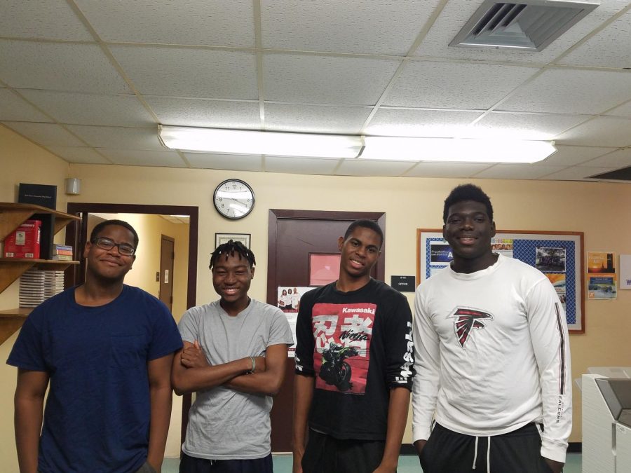 THE COME BACK: A few students from class of 2018 decided to stop by, their names, school name, and major from left to right are: Michael Andre, Palm Beach State College (Palm Beach Gardens Campus), Biotechnology; Alex Jeannite, Florida State University, Computer Science; Philip Jn Pierre, Palm Beach State College (Lake Worth Campus), Biology; and Hawonce Luberisse, Palm Beach State College, Architecture (Boca Raton Campus).