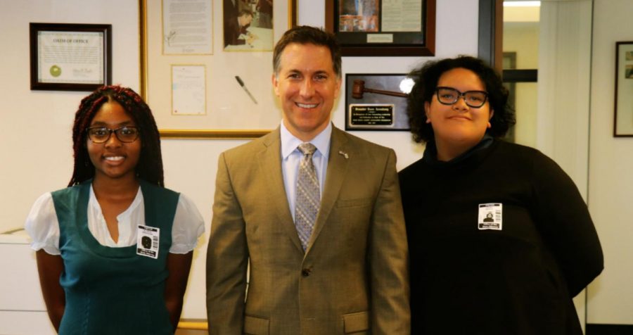 For their project on the Opioid Crisis, students ALYSSA Stephens, Junior in the Pre Law Academy, and ALYSSA Tenorio, Senior in the TV & Film Academy, interviewed Palm Beach County State Attorney Dave ARONBERG in his office. 