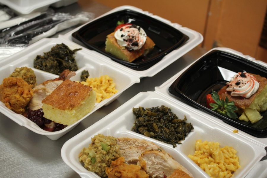 THANK YOU: For todays teacher lunches the Culinary Academy students did a Thanksgiving theme. The meal consisted of turkey topped off with cranberry sauce, baked mac-&-cheese, stuffing, cornbread, collard greens and yams. For dessert the kids did a spin-off on tradition. Instead of your ordinary pumpkin pie, dessert was a strawberry shortcake with a sweet surprise on the bottom.