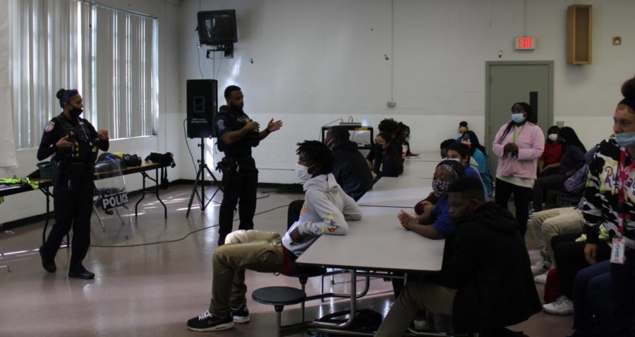 FREEZE: Coach Donovans students got the chance to speak with the Riviera Beach officers in the cafeteria on 10/6/21.