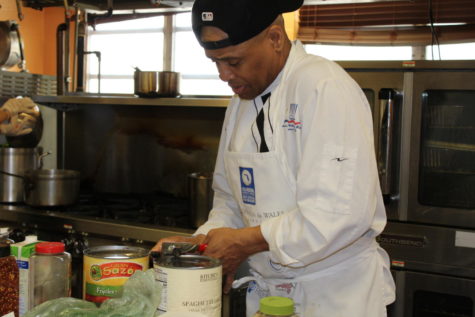FEAST: Chef Hall and his culinary students cooked  a Thanksgiving meal for the teachers. 