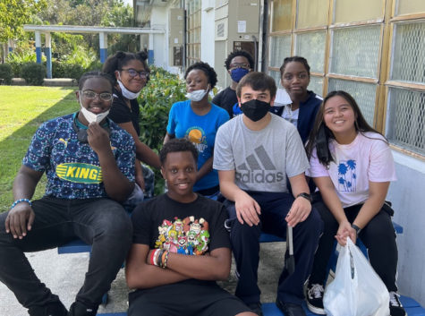 FIRST OF THE MANY: NHS members and IGHS students began their first community service event with a local clean-up. 