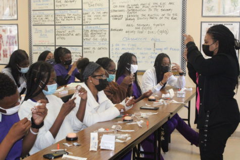 BE ON ALERT: During 2nd period the LPN students in the Medical Academy were learning how to administer insulin in case of an emergency.  this class was taught by Mrs.Graham and Ms.Below.