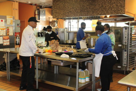 YUM, YUM: For lunch, Chef Hall and students in the Culinary Academy prepared BBQ chicken, fried chicken, mac-n-cheese, cowboy fries, and home on the range green beans with a banana pudding parfait all for the price of $10.00.