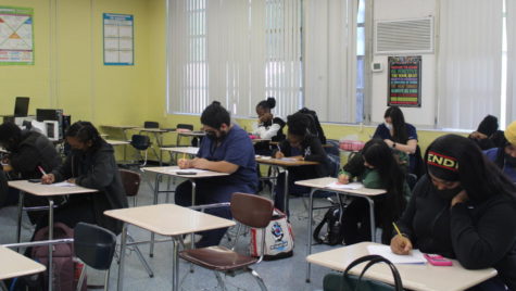 FOCUSED: During second period, students in Mr. Michel Pre-Calculus class were taking a test. 