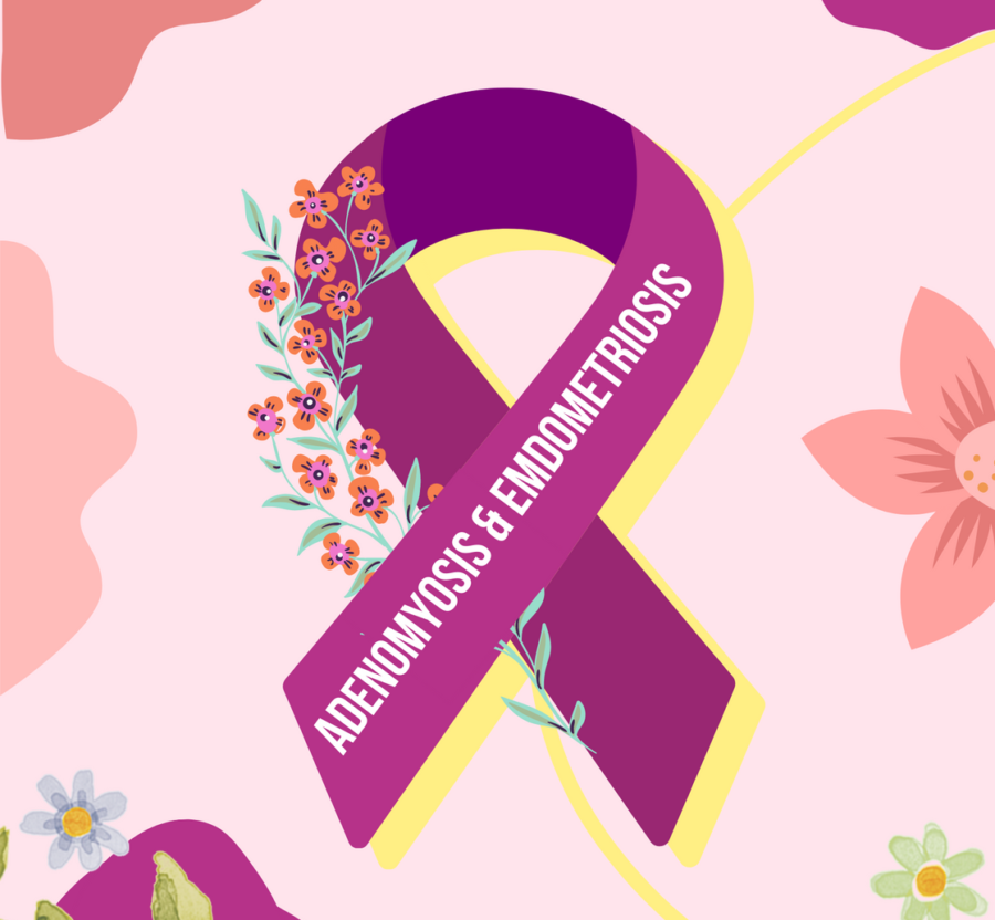 SYMBOLIC: Adenomyosis Awareness Month is represented by a purple and yellow ribbon. During March, Endometriosis Awareness Month is signified by a yellow ribbon. 