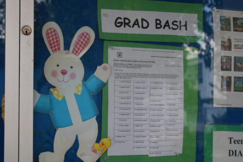 ATTENTION: Located on the board next to the library are the list of Seniors who have paid and are going to Grad Bash.