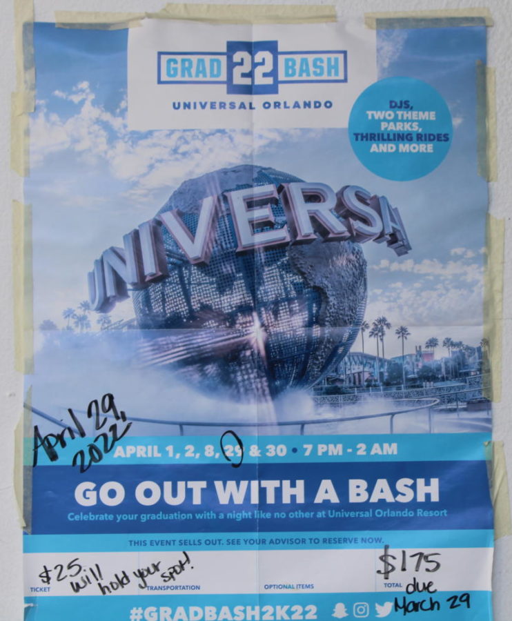 MEMORIES: Grad bash will be held on April 29th at Universal Studio Orlando.  It is a very memorable trip to celebrate that graduation is almost here. This is the first time Grad Bash has happened in several years due to the pandemic, said Mrs. Day, English teacher and Senior representative.