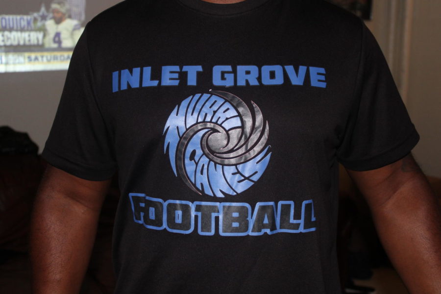 SHOWCASING SPIRIT: The Inlet Grove football program is selling spirit gear for the season. T-Shirts and hats will be $25 each, and quarter-zip shirts will be $30 each. The clothing will arrive some time in October.