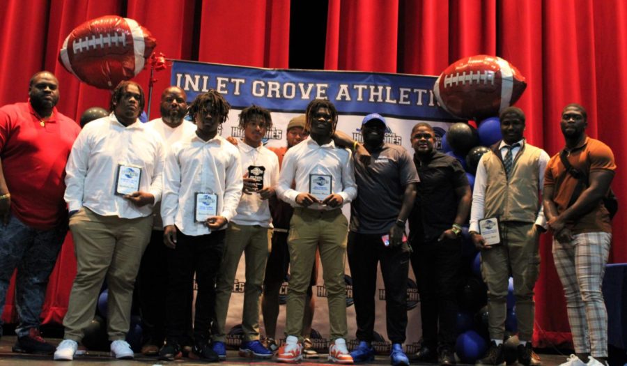 ACHIEVEMENTS: The Athletic Department held a banquet in the auditorium to honor the hard work and dedication of this years cheerleaders and football players on Dec. 14. 