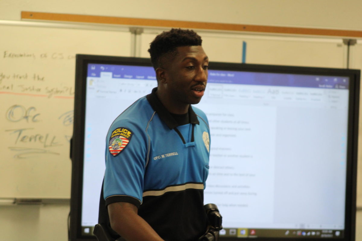 WHATS NEW: Criminal Justice teacher, Riviera Beach Police Officer Walter Terrell, started his first year at the Grove.