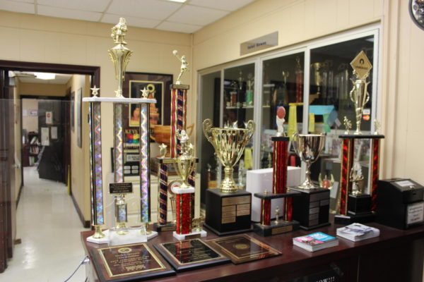 APPRECIATED: Inlet Grove has a variety of trophies showcased in their main front office.