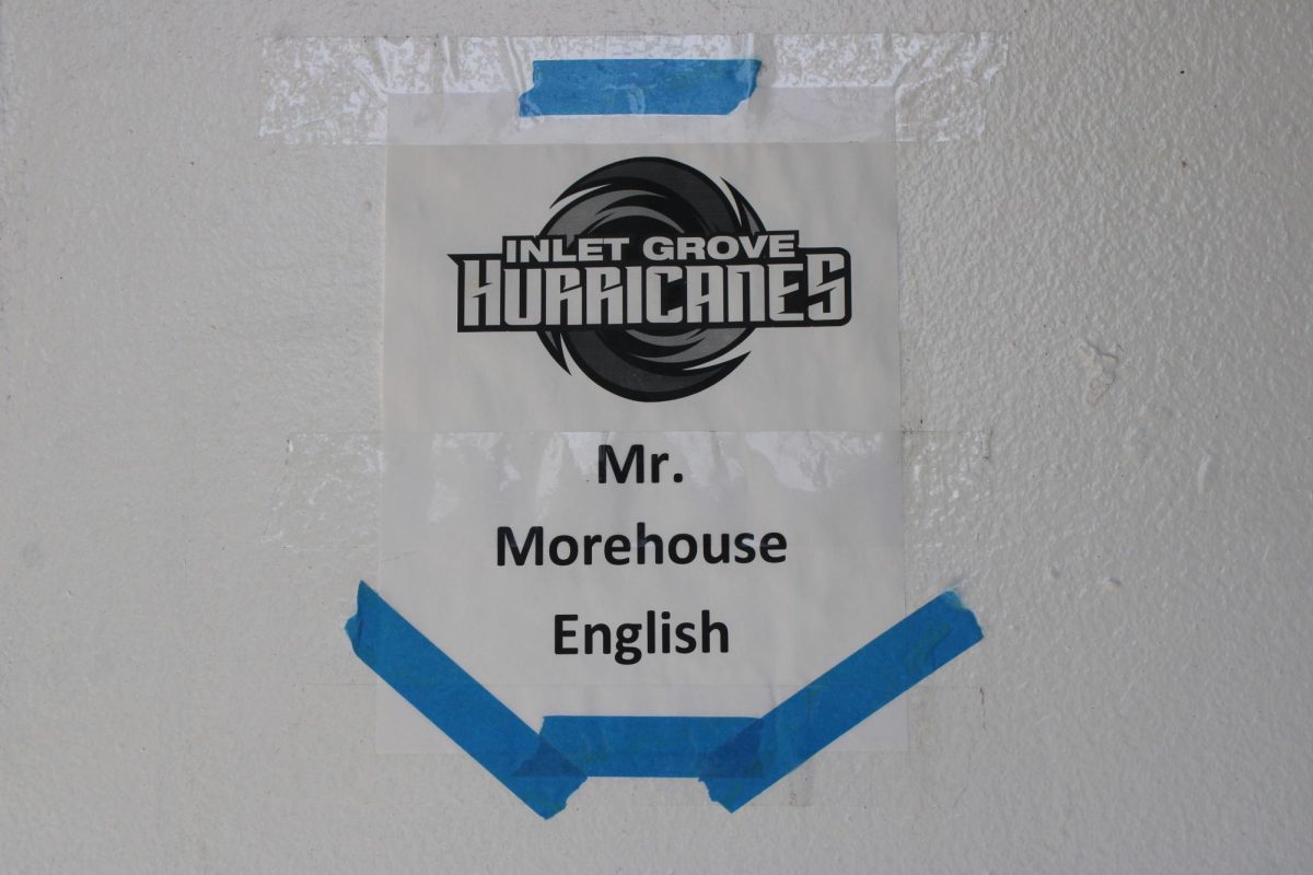 CULTIVATION: Mr. Morehouses class is located in building five, room 505. When first arriving at the door of Mr. Morehouses class, there is this label outside. This helps students and other administrators know whos class this is.