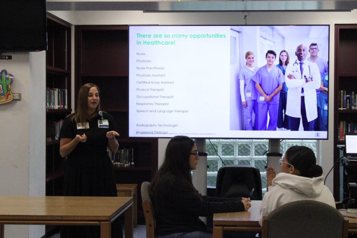 UNLOCKING POTENTIAL: Baptist Health representative, Amanda Murphy spoke to the CCMAs (Certified Clinical Medical Assistant) and SPNs (Senior Practical Nursing) students about the opportunities that were offered at Bethesda College of Health Sciences, and the many jobs in the healthcare field, on Oct. 18.