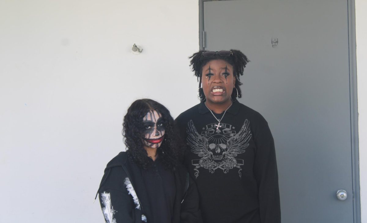 HALLOWEEN: In honor of Spooky Season, students Ana-Sofia Restrepo and Devynn Bedford decided to get creative and paint their faces.