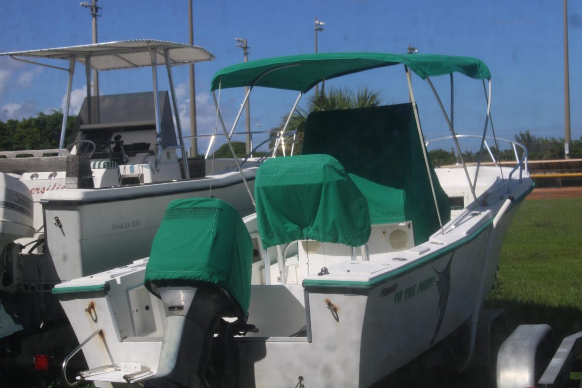 MEANWHILE: Check out the motorboats outside of this classroom, as a part of the Marine Technology Academy.