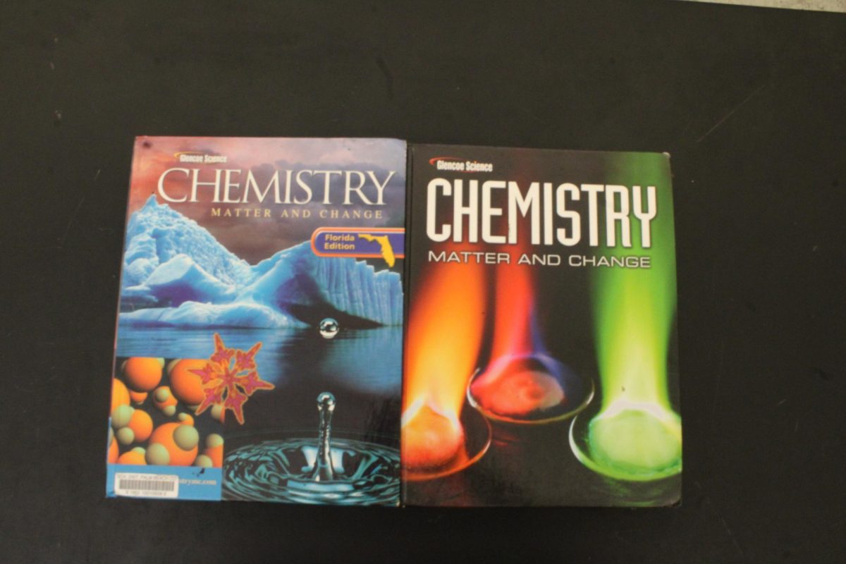 POUNDS OF SCIENCE: These textbooks are the basis for what Mr. Hayes teaches in his class.