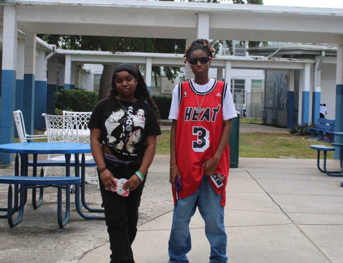 BLAST FROM THE PAST: For today's spirit week theme, Edrianna and Naika showcased their styles for throwback thursday.