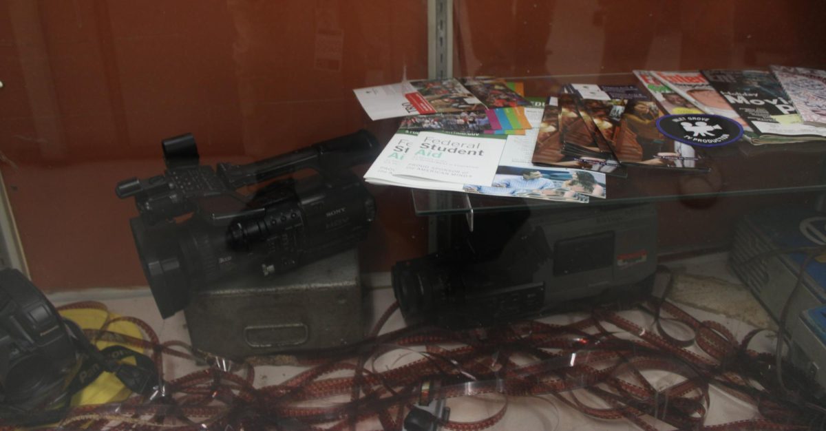 OLD AND WORN OUT: Locked in the display cabinet, these antique items aren't used for film production in Goldstein's class.