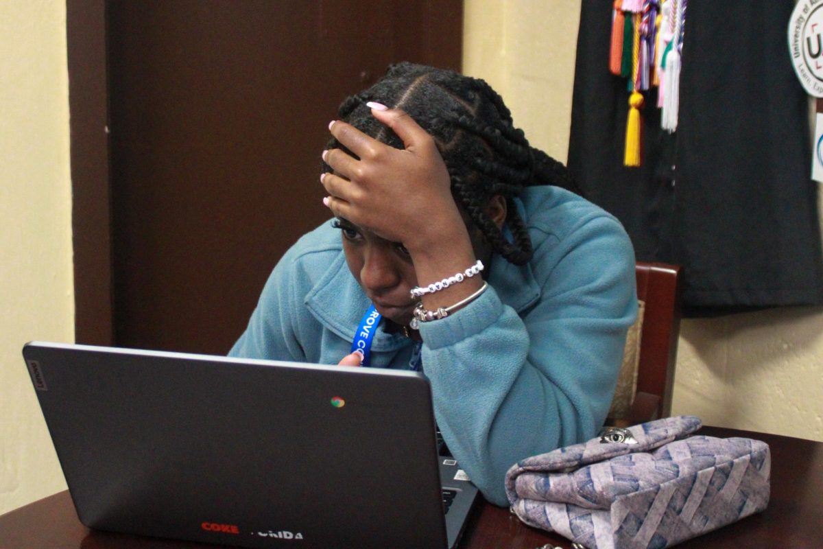 DRAINED: Talicia Colas, 12th grade, in the medical academy is experiencing the stress of being a senior.