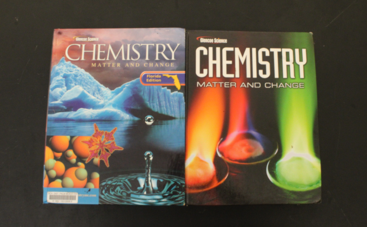 POUNDS OF SCIENCE: These textbooks are the basis for what Mr. Hayes teaches in his class.