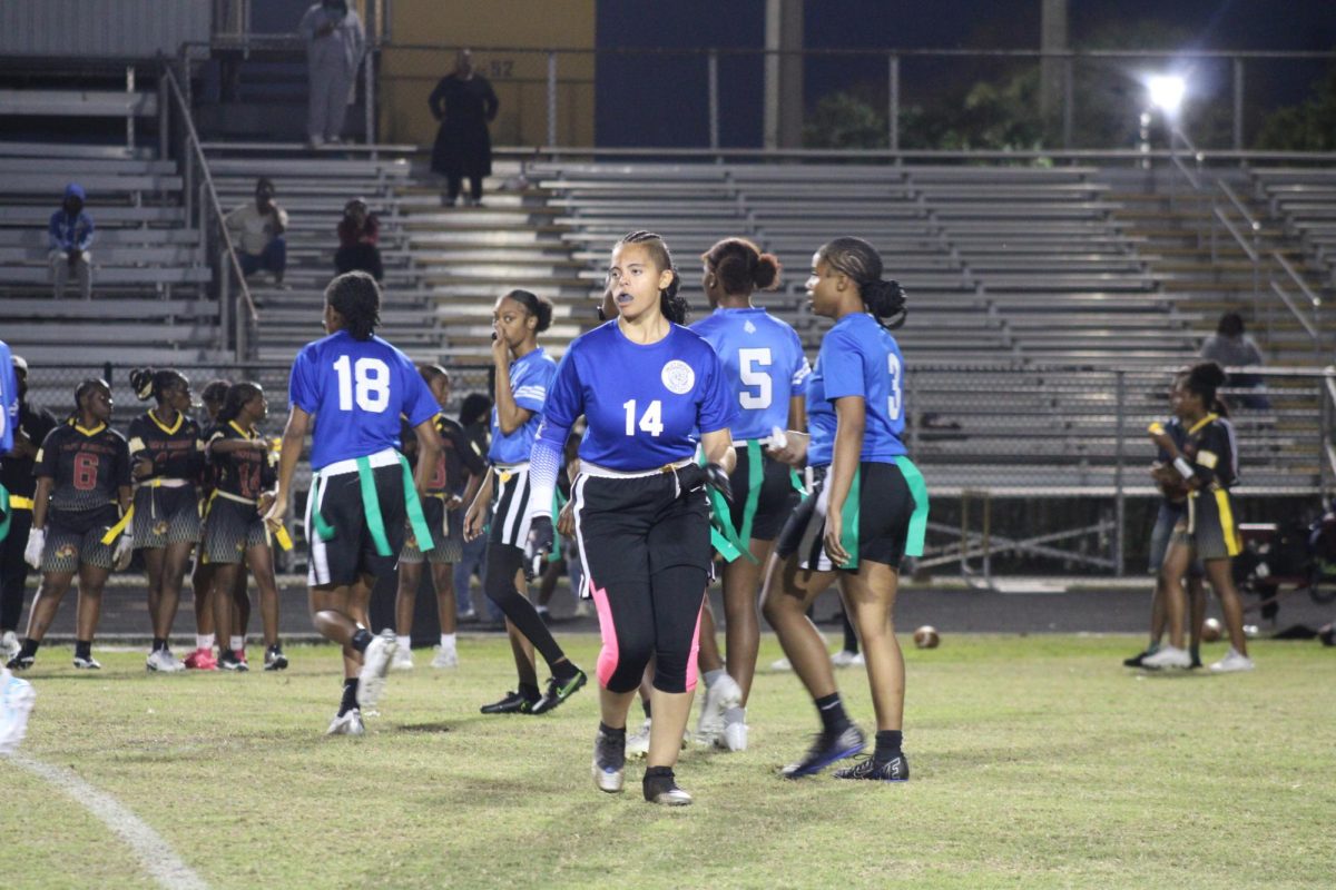 FLAG WARS: On March 4, the girls flag football team played against Glade Central at 6:30, leaving a score of 0-44. 