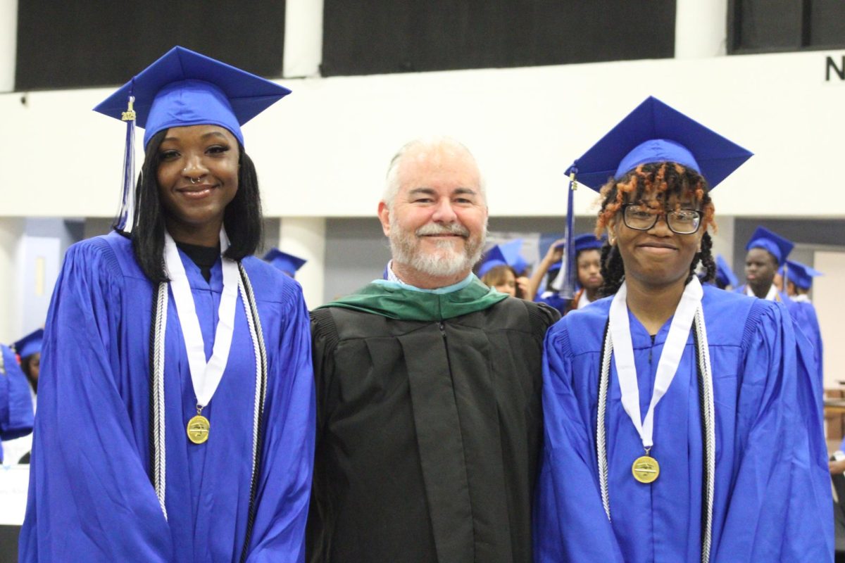 A CELEBRATION: After four years, the class of 2025 has officially walked the stage on May 13, 2025. Photographed above are Doriska Blaze, Scott Mcdermott, and Miracle Cooper (from left to right).