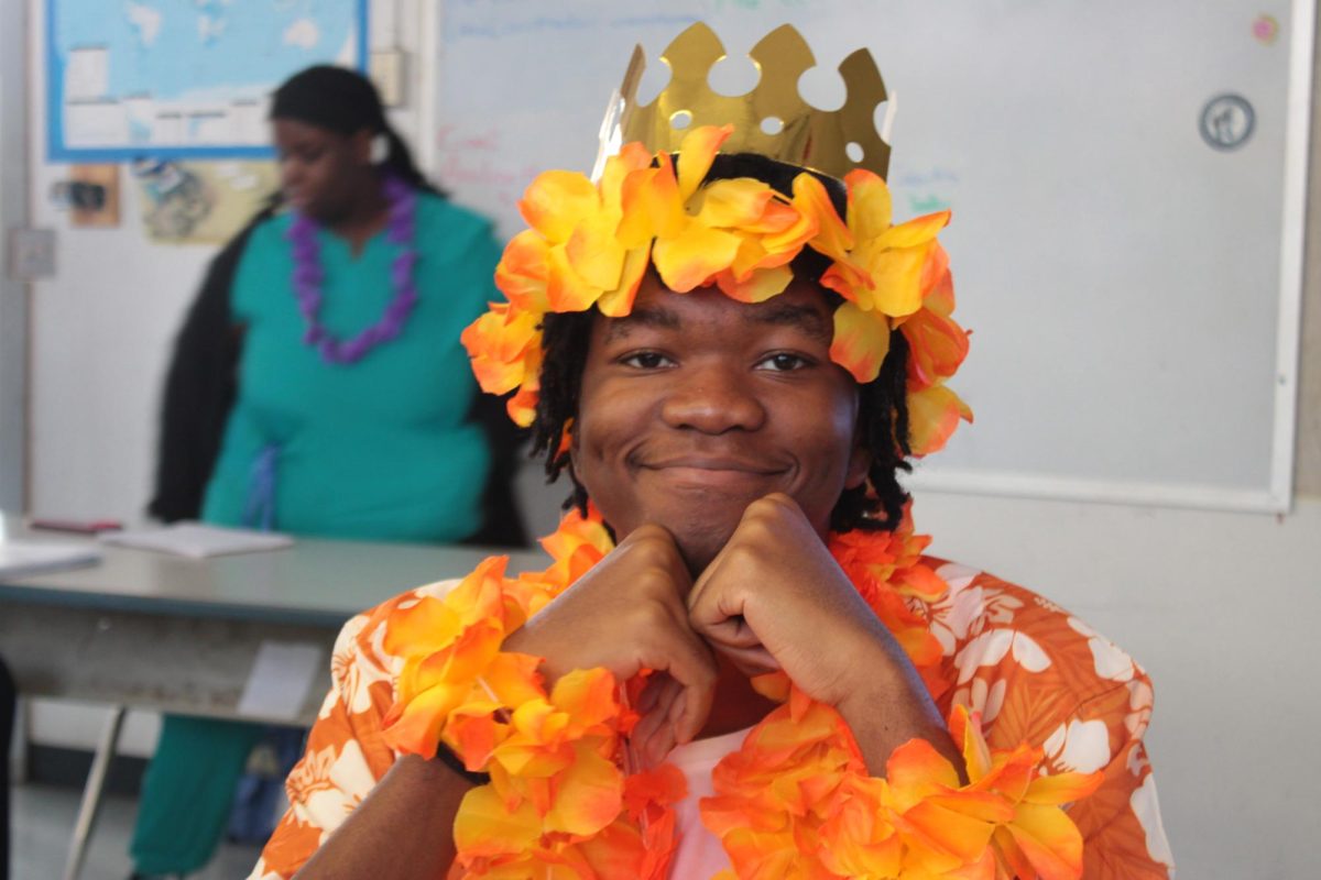 VACATION DAY: "The Hawaiian king" Maxael Ducasse said as he had dressed out for the last day of spirit week.