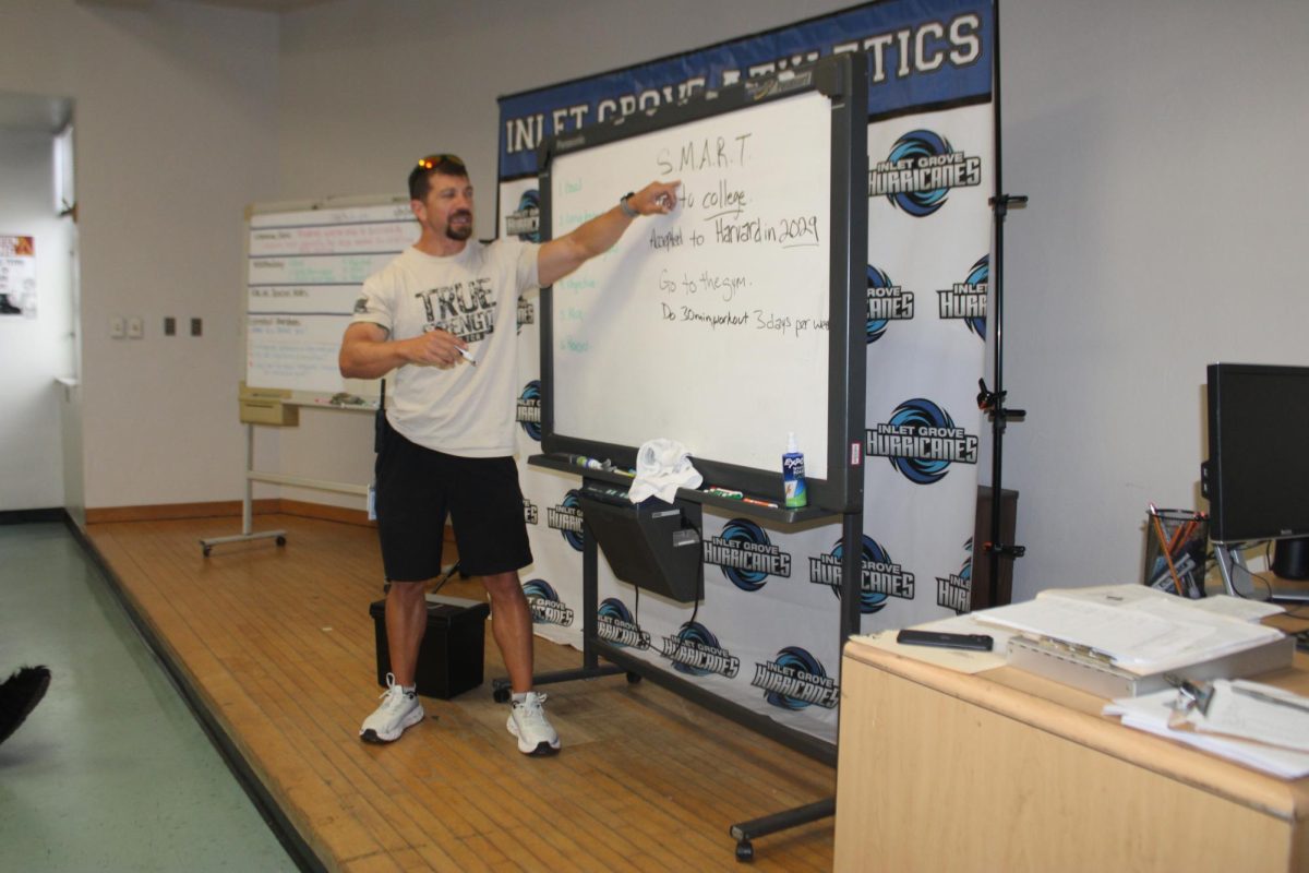 HEALTH: Coach Fritz teaching his students about physical education.