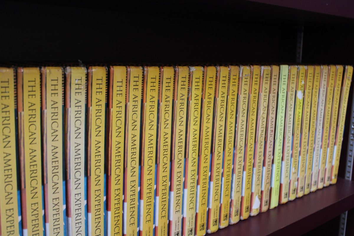 COLLECTION: A row of matching yellow-spined books lines a shelf.