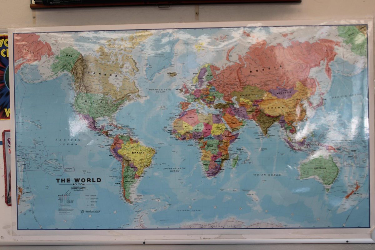M FOR MAP: This is the first map this mystery teacher ever put in their room, shortly after being here.