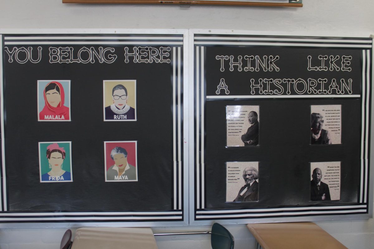 HISTORIC INSPIRATIONS: Our mystery teacher has had this as decoration since the beginning, viewing those featured as important leaders.