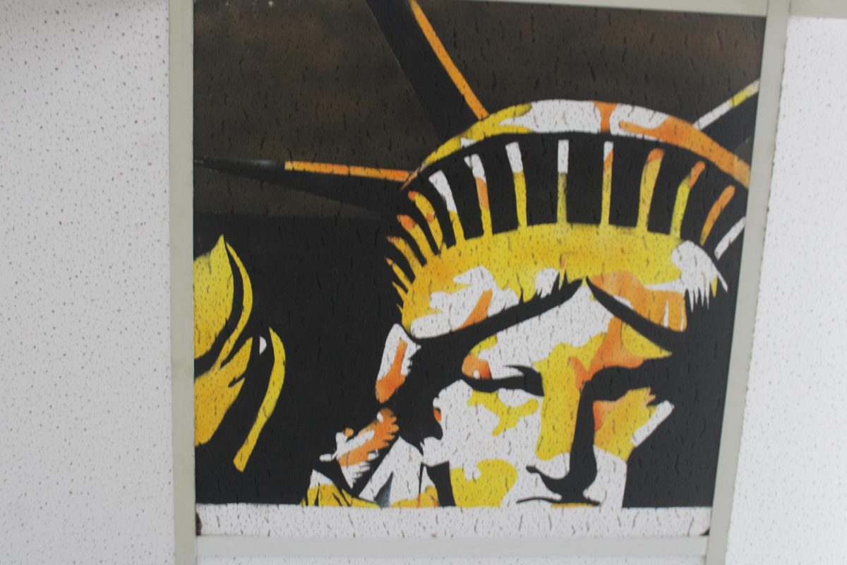 RIGHT ABOVE YOUR HEAD: While it appeared before they arrived, there is a painting on one of the roof tiles in this class.
