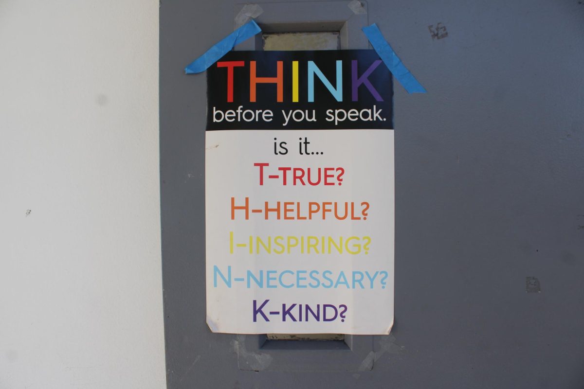 PLAY NICE: This teacher wants her students to treat each other kindly, having this graphic since the beginning. Any guesses yet?