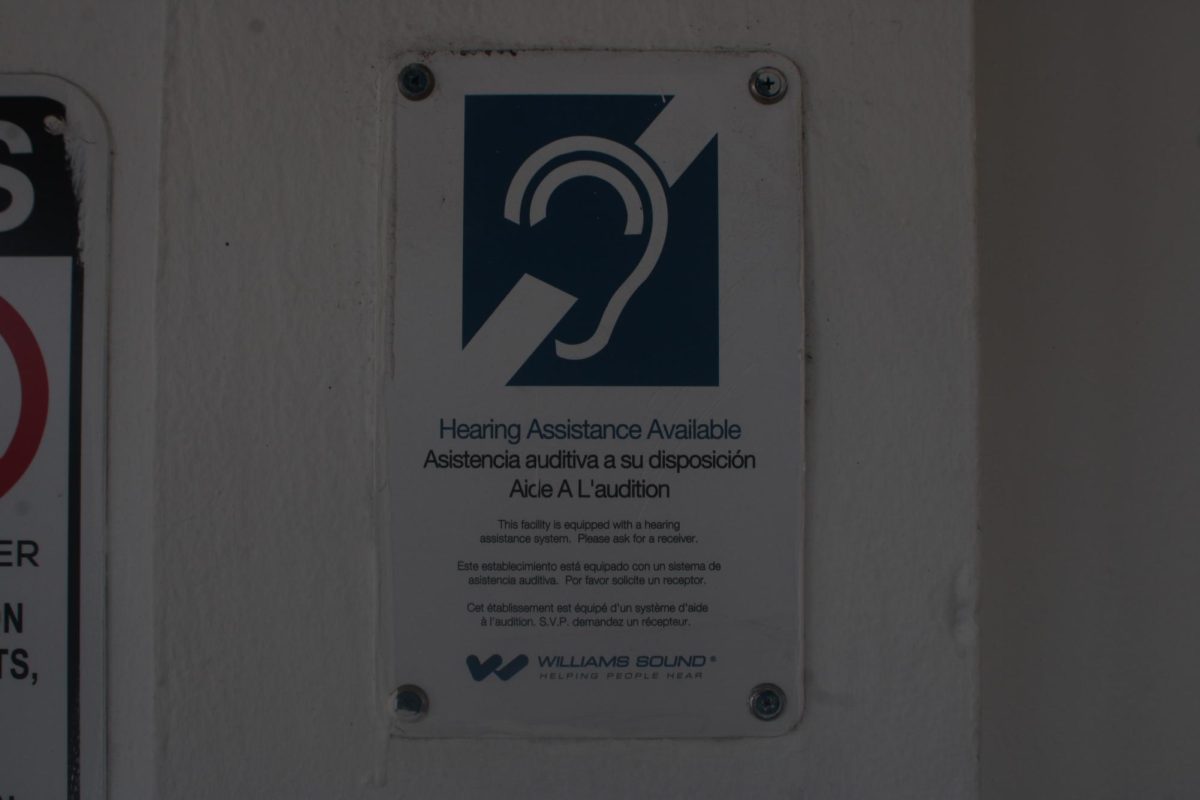ACCESS MATTERS: Posted next to the Media Center, this sign shows the school's effort to support students with hearing needs.